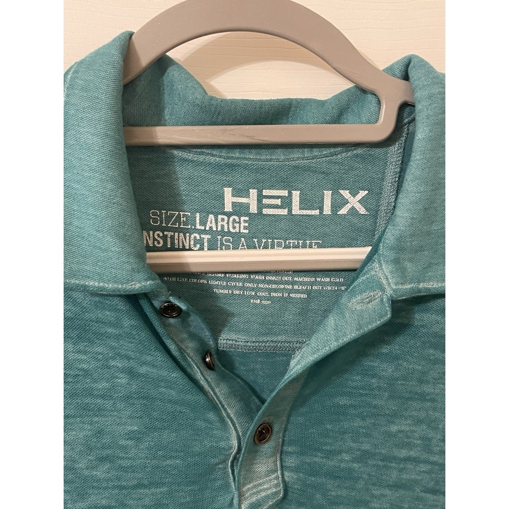 Helix Men's Polo Shirt Size Large Teal Green - Picture 2 of 9